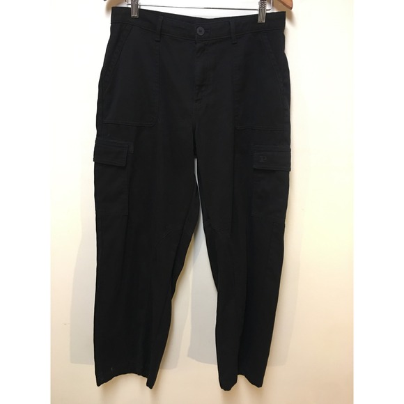 PINK Victoria's Secret Pants - PINK Cargo Pants Womens Large Black Cotton Straight Leg Utility Trousers